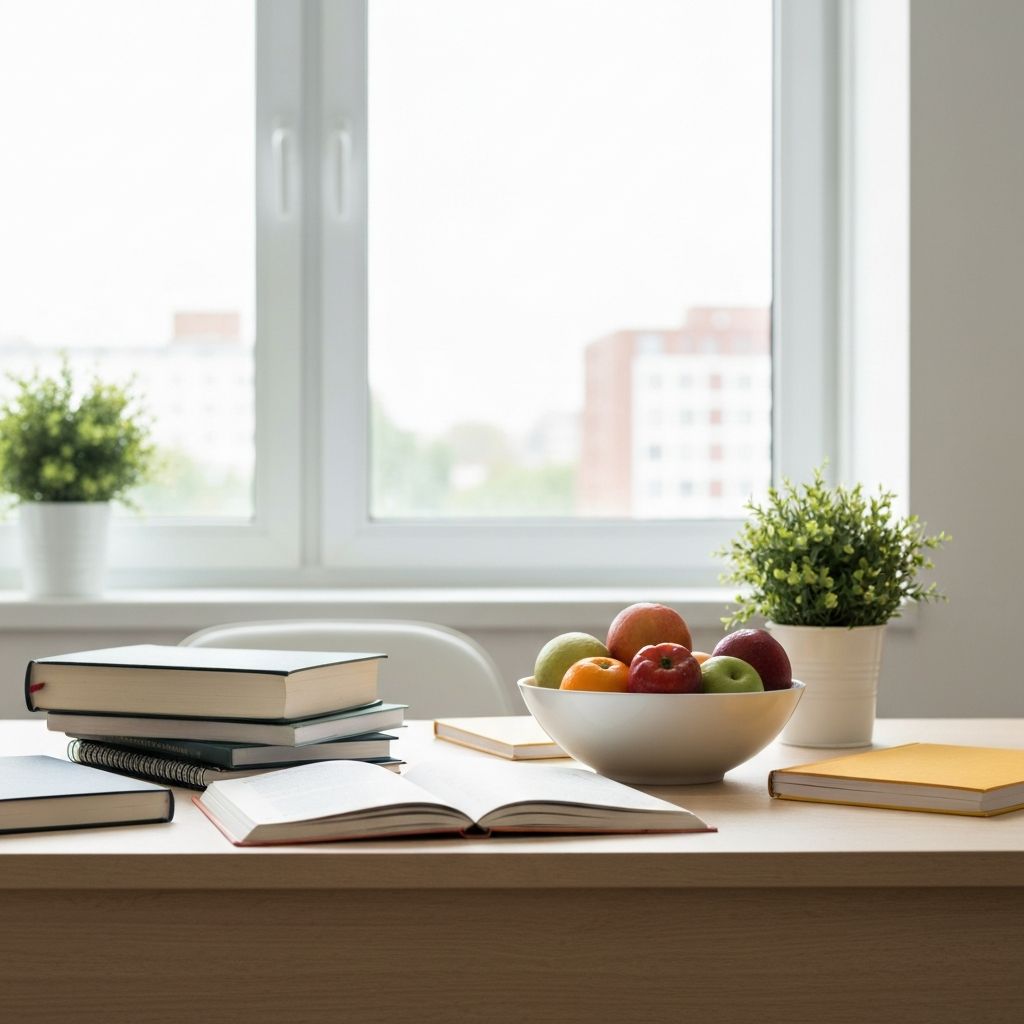 Educational setting with nutrition resources and learning materials